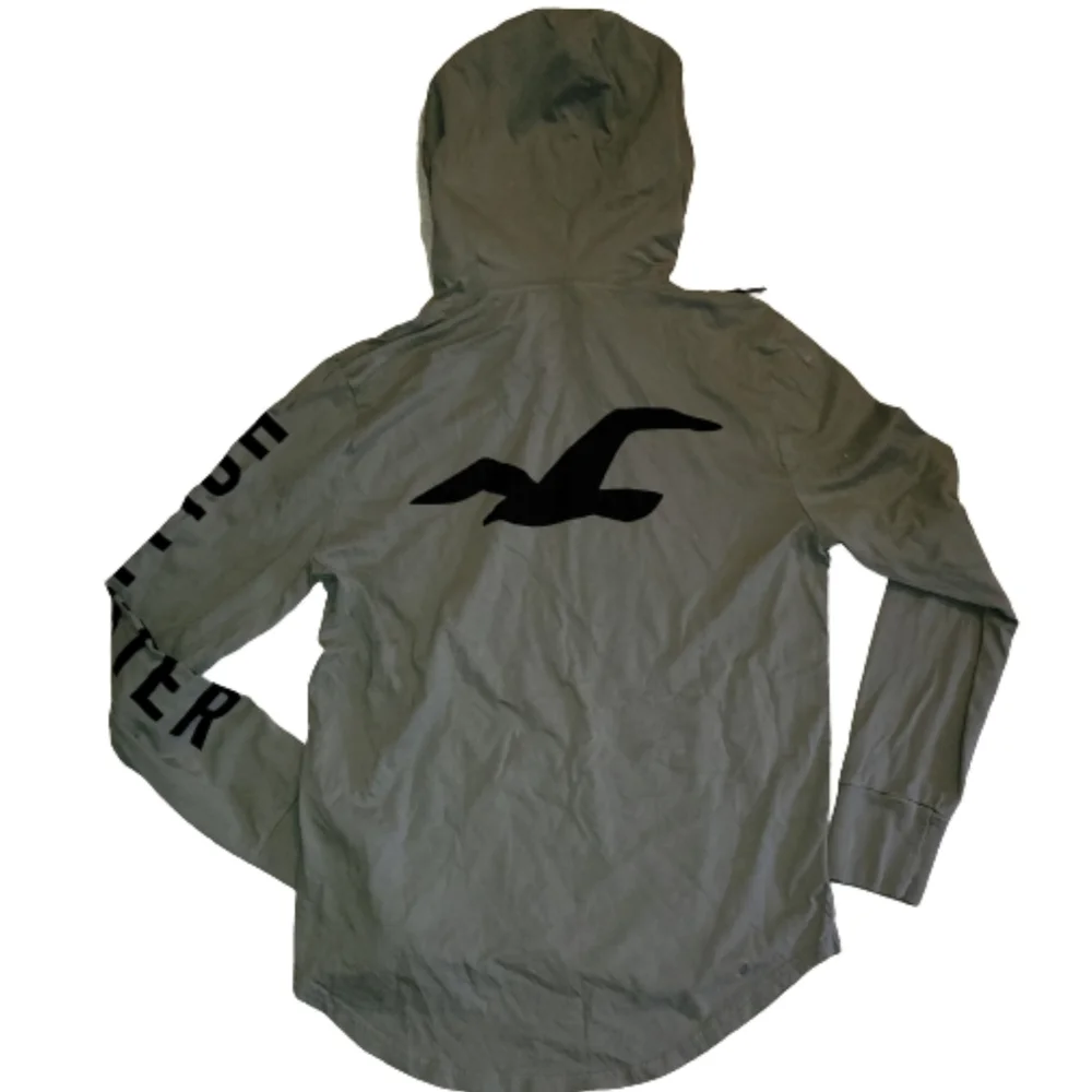 Hollister Mens Pullover TShirt Hoodie Sage/Army Green Long Sleeve Small - Picture 9 of 11